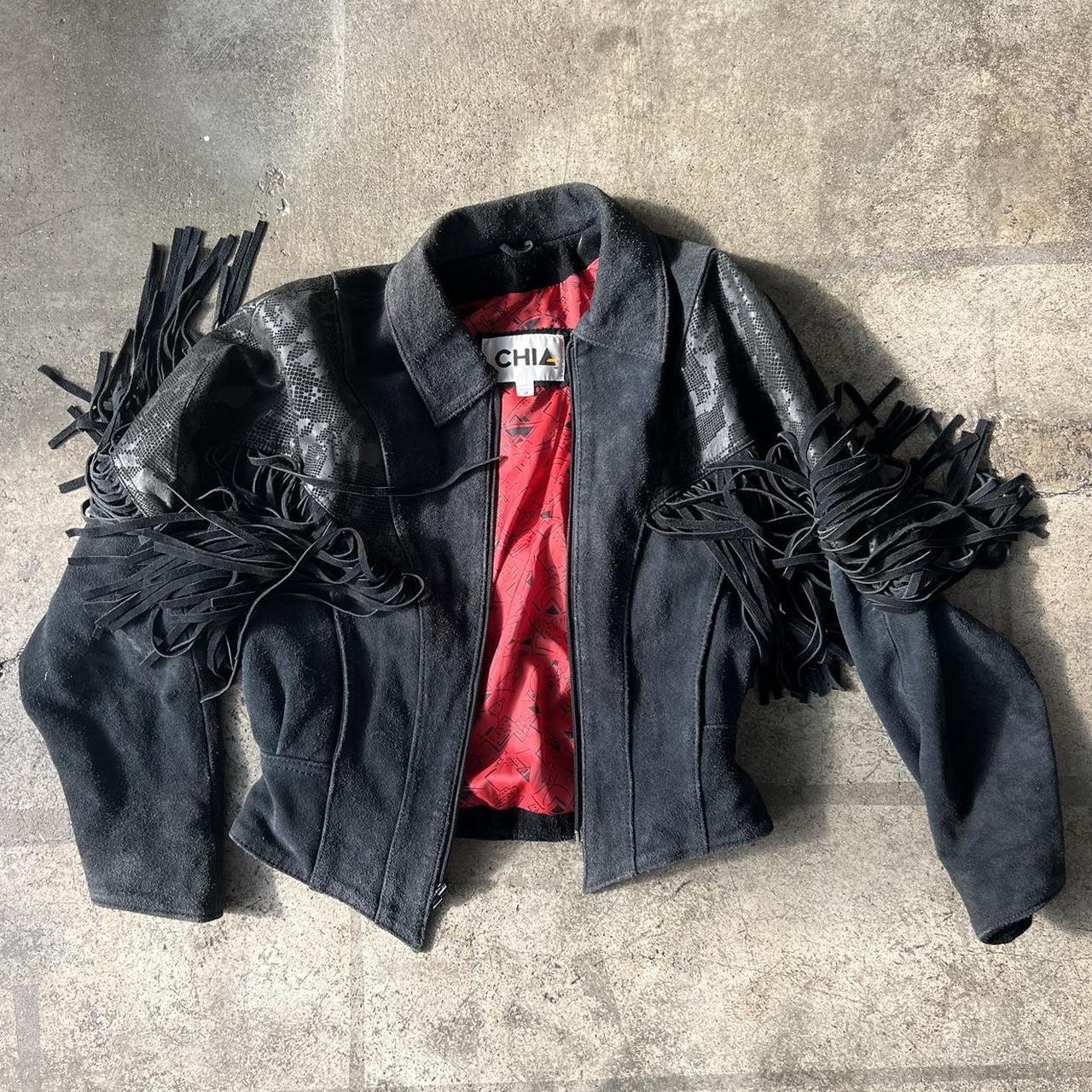 Women's Jacket - Black - M – FRINGED_LEATHER_JACK… - image 4