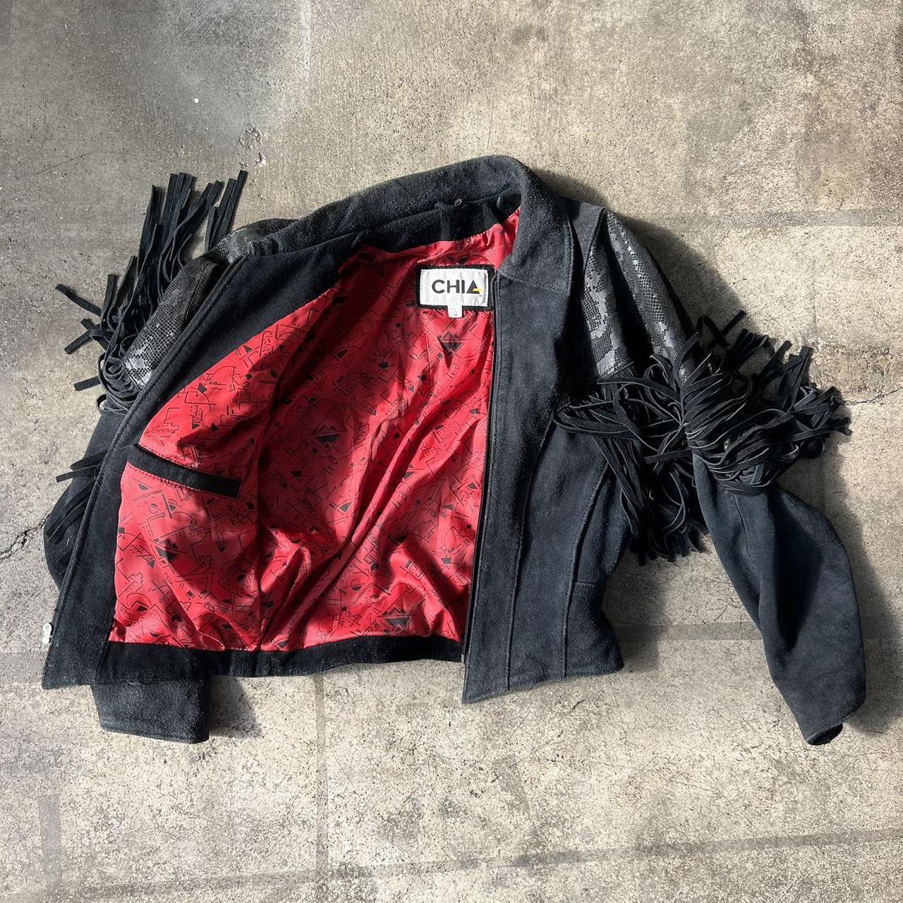 Women's Jacket - Black - M – FRINGED_LEATHER_JACK… - image 5