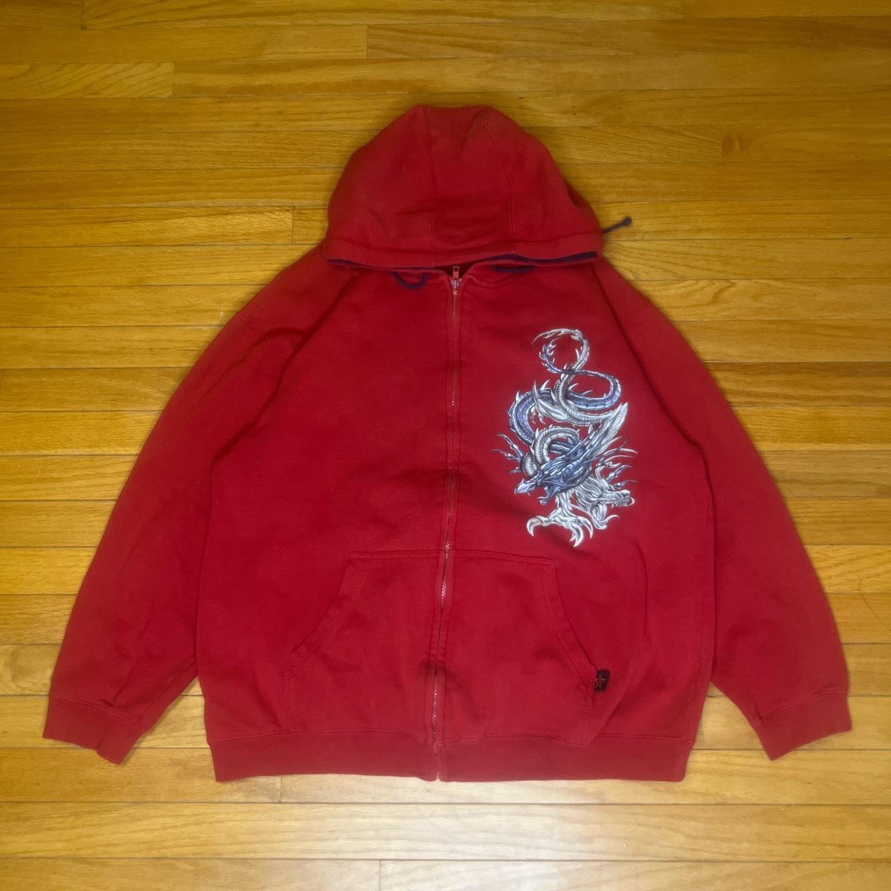 CRAZY RARE JNCO STYLE ZIP UP HOODIE WITH DRAGONS... - Depop