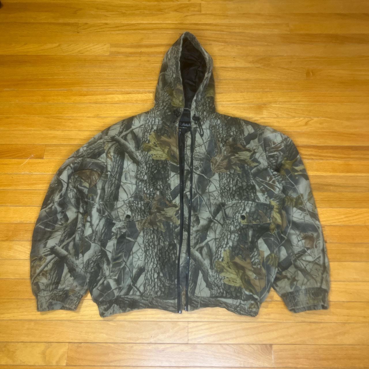 VINTAGE CAMO WORKWEAR JACKET SIZE LARGE ZIPPER... - Depop