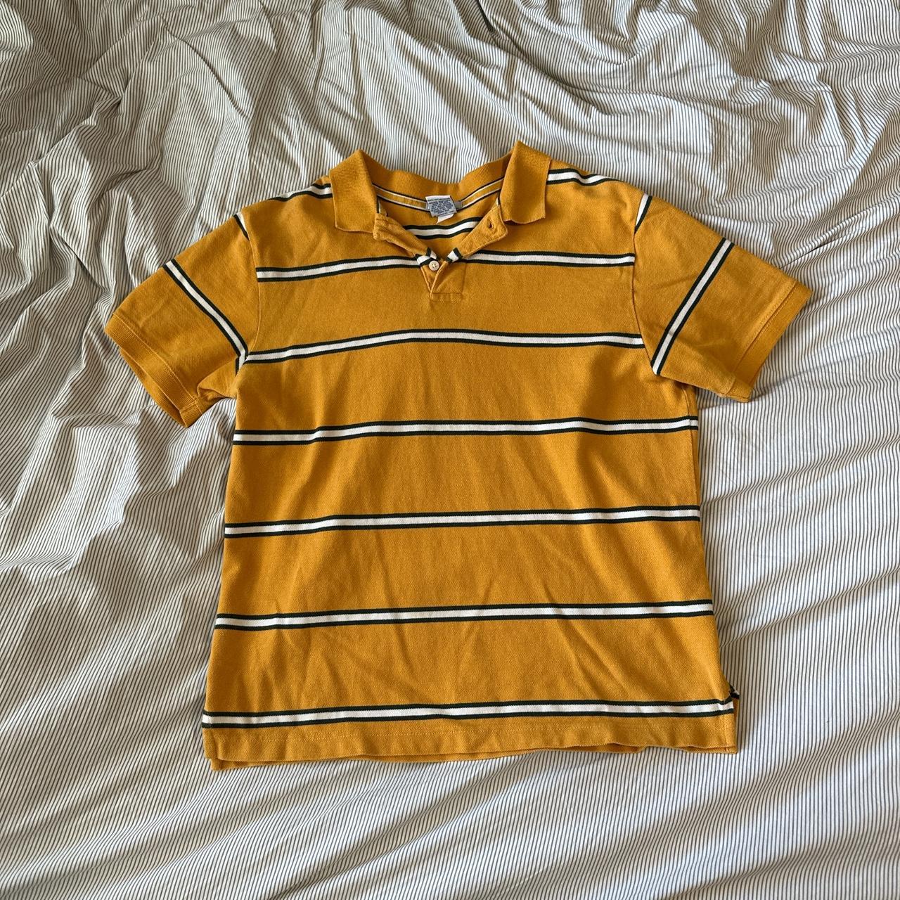 Old Navy Polo Shirt , Yellow With Dark Green And... - Depop