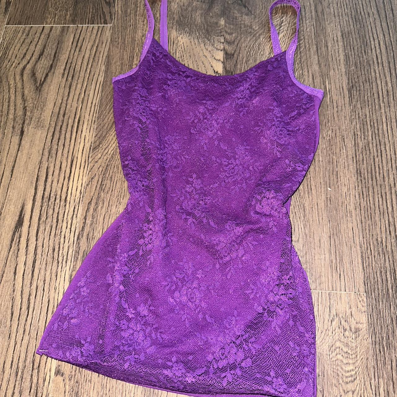 y2k purple lace cami size one size (best fits small) - Depop
