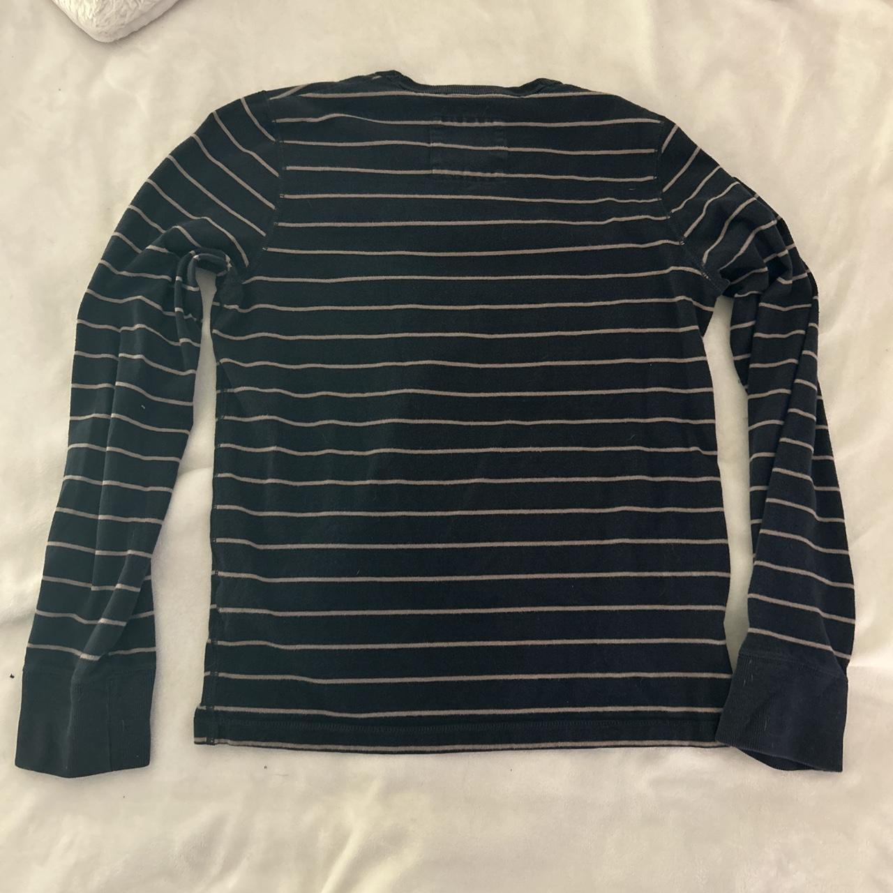 Hollister stripped navy blue long sleeve Small... - Depop