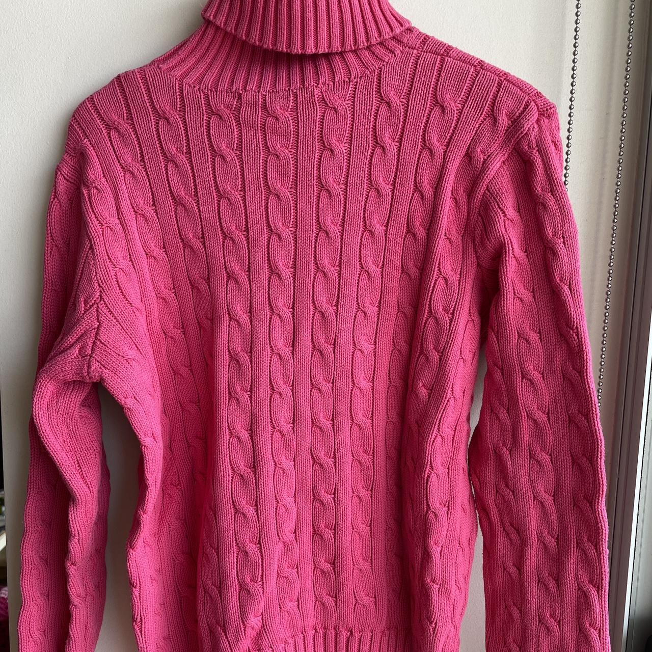 RALPH LAUREN pink turtleneck cable knit Labelled... - Depop