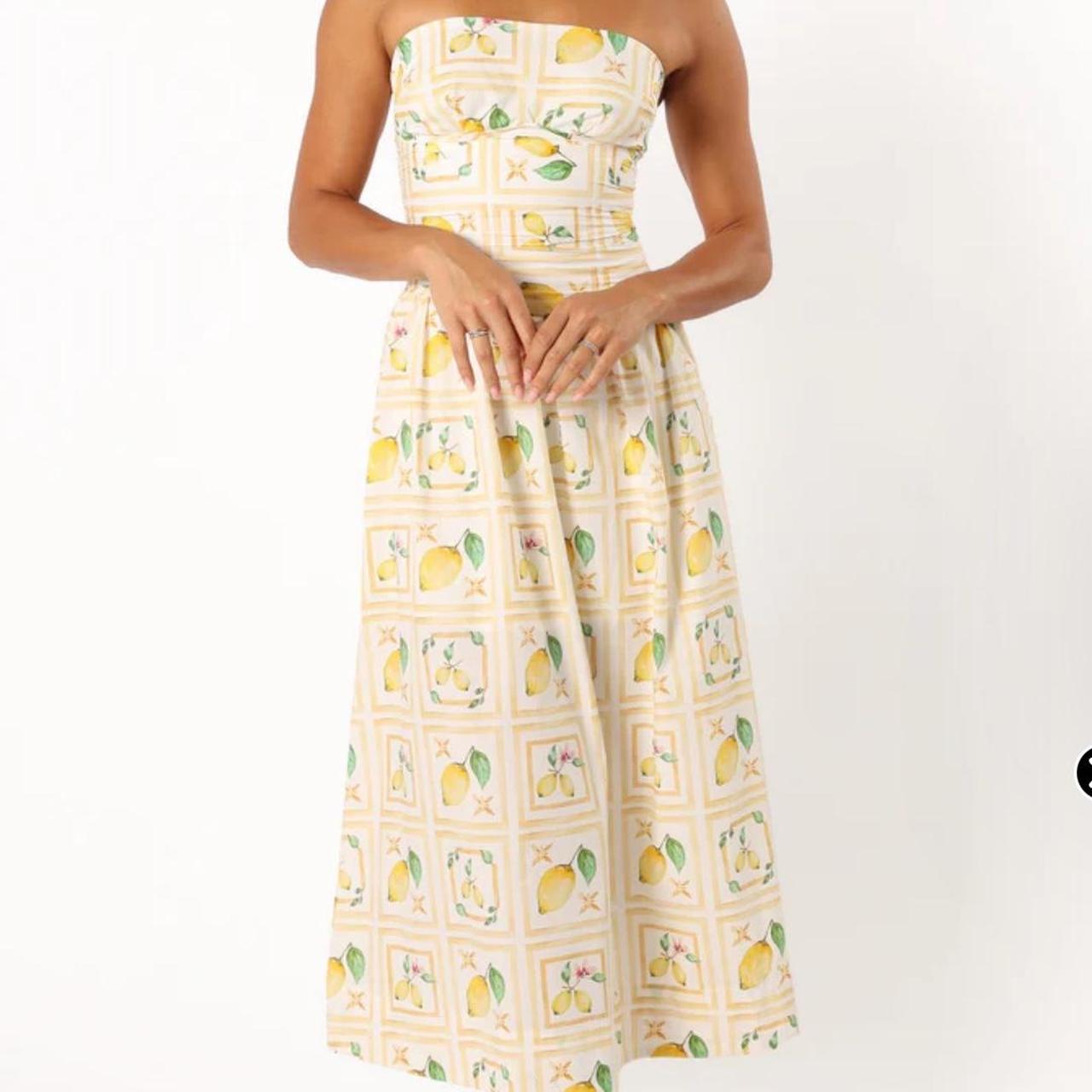 CINTRICO STRAPLESS MIDI DRESS - LEMON - size 10 Say... - Depop