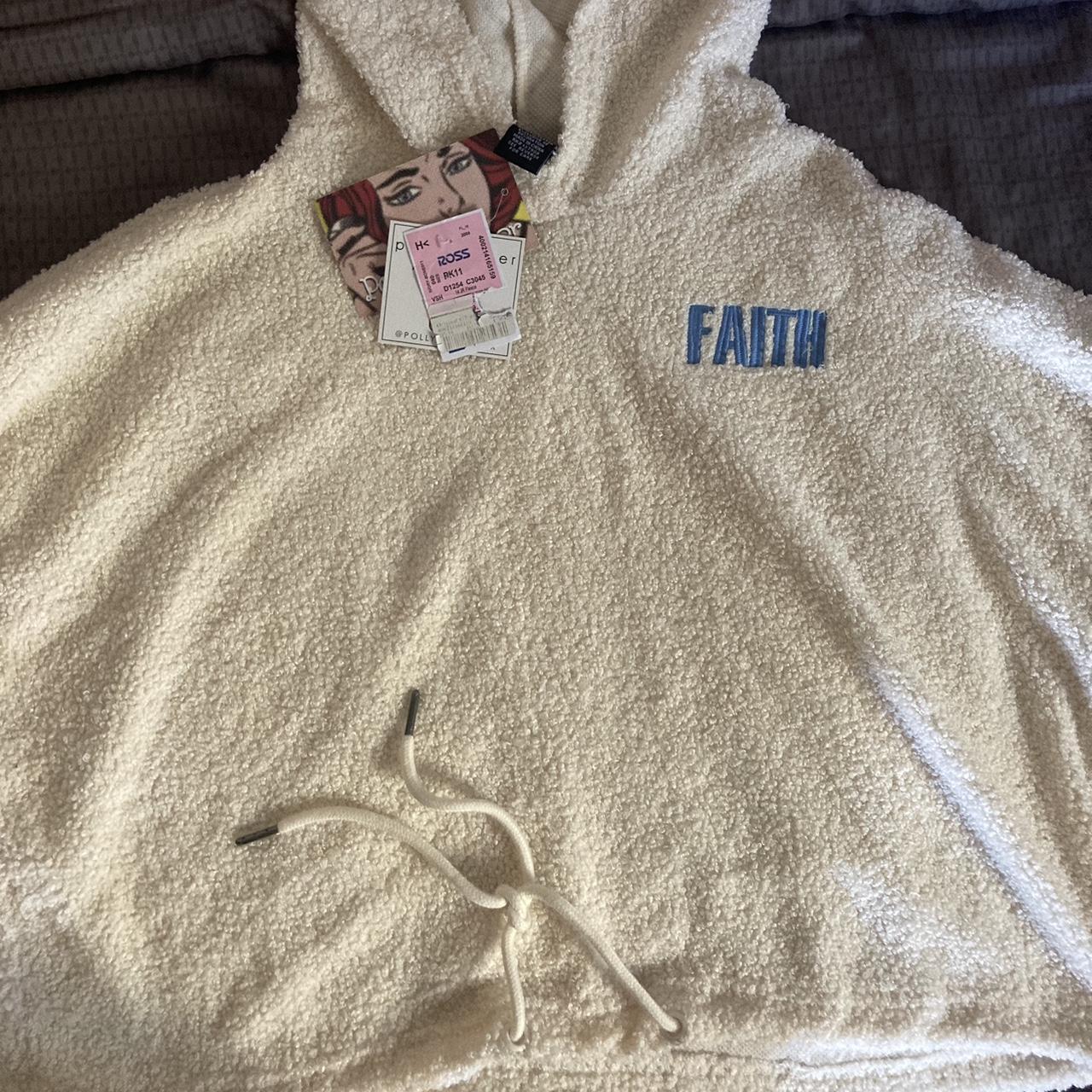 Faith fuzzy crop top hoodie never worn with Depop