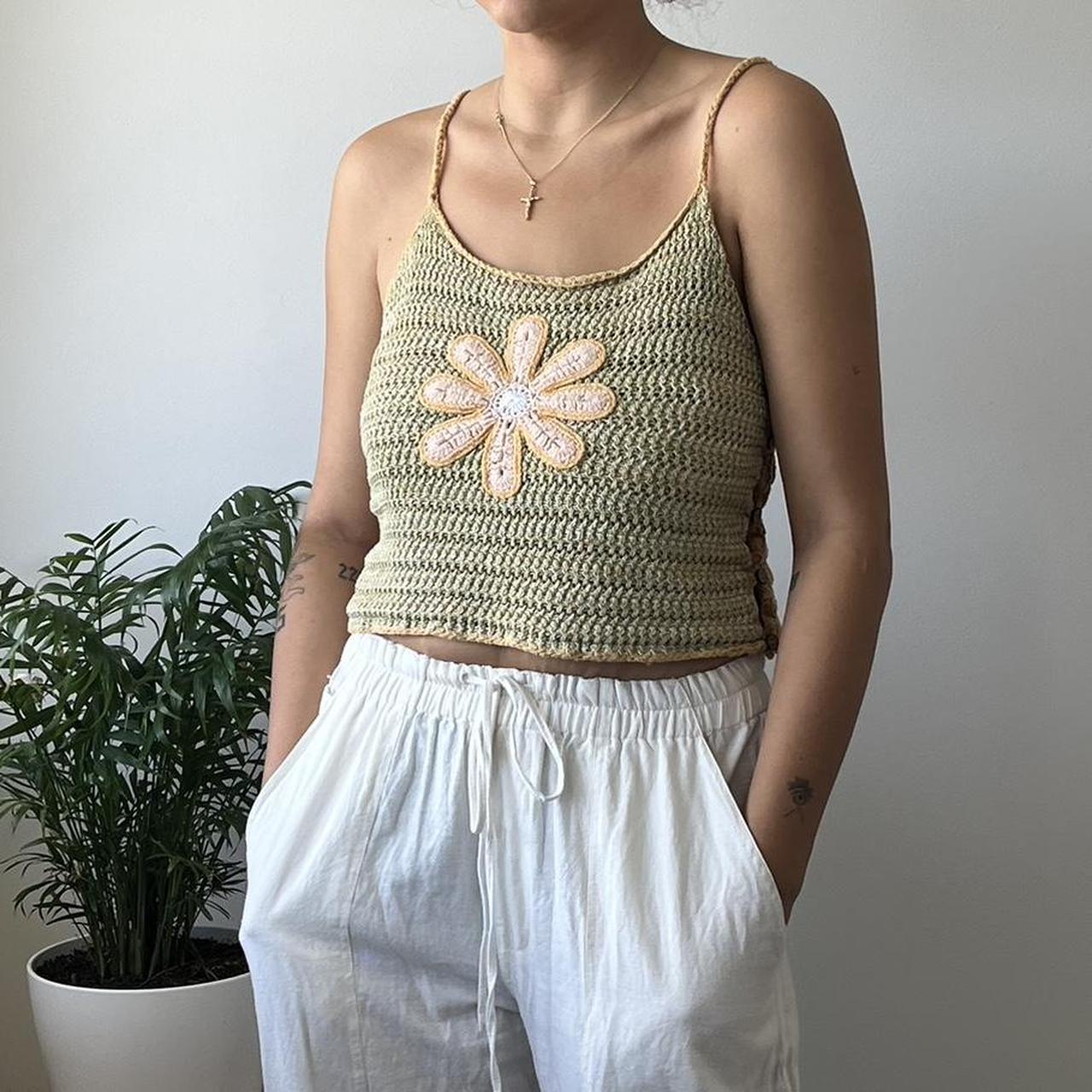 Ghanda crochet crop • size S Flower detailing,... Depop