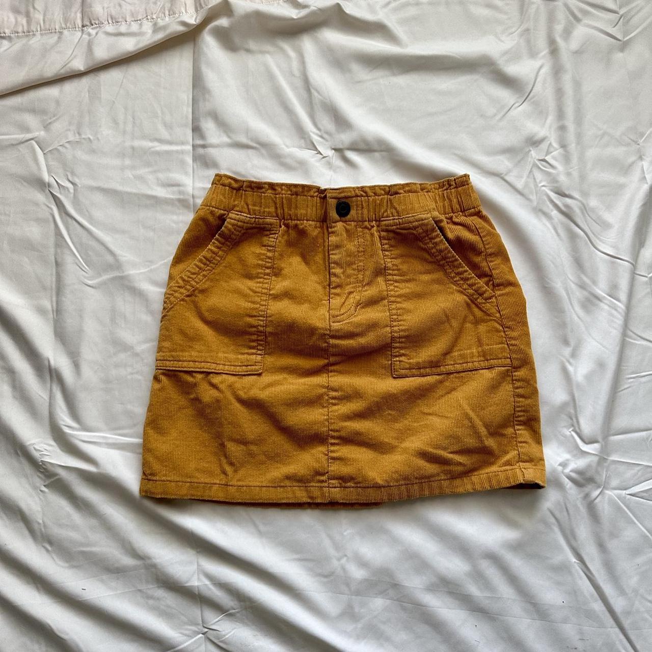 Corduroy mini skirt- mustard yellow corduroy mini... - Depop
