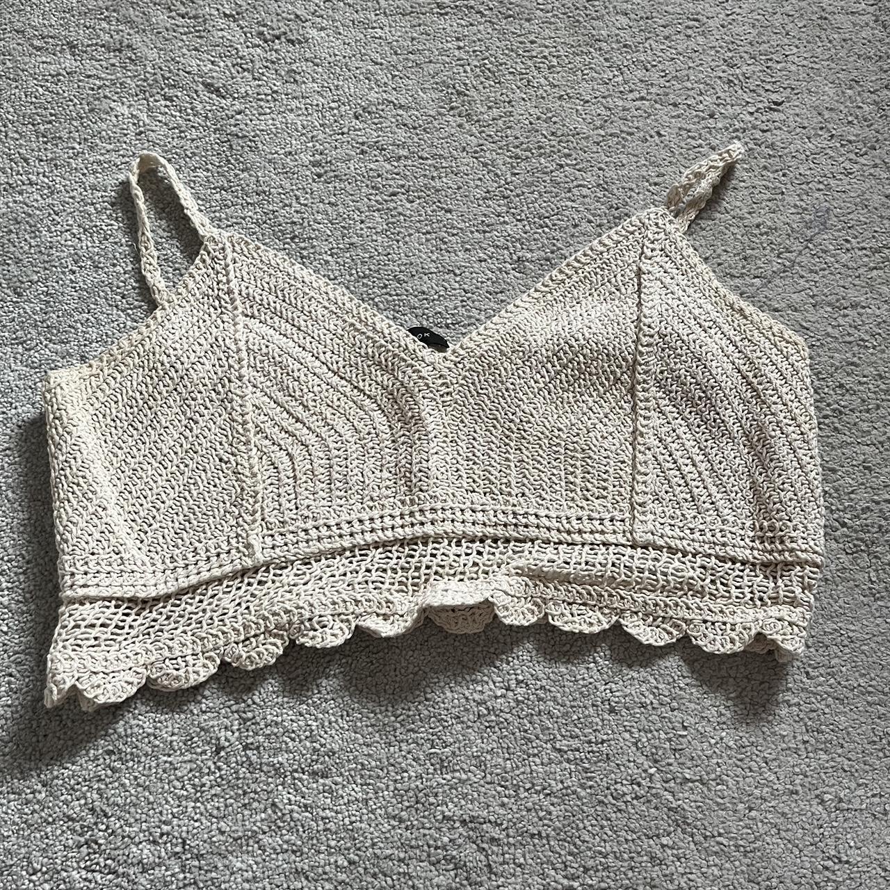 New Look- Cream Crochet Crop Top Bought As A Large - Depop