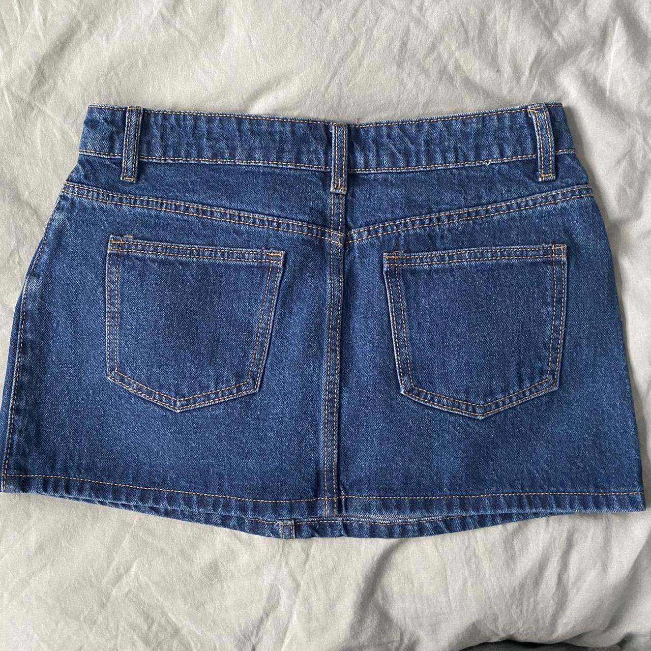 edikted spencer low rise denim micro skirt size... - Depop