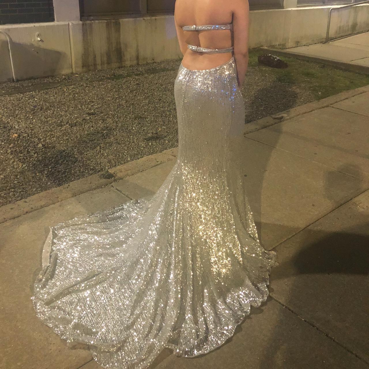 Abyss by Abby 'Paloma' Gown- Silver - 8 (L) Worn... - Depop