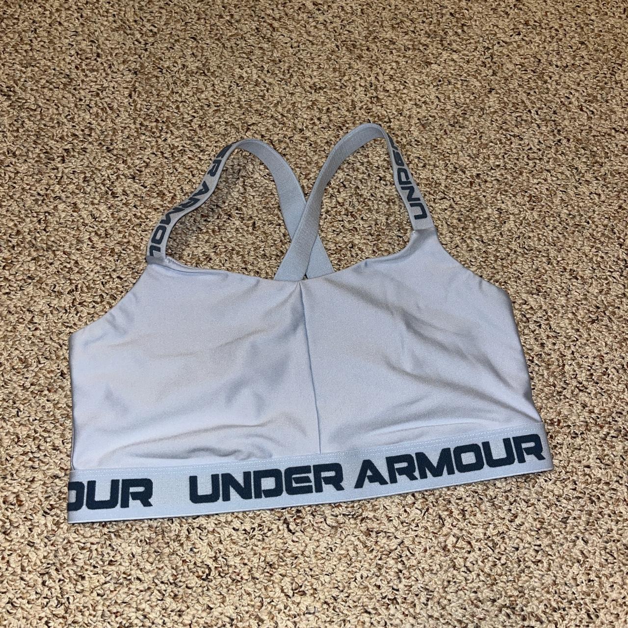 baby blue under armor sports bra only worn a few times Depop