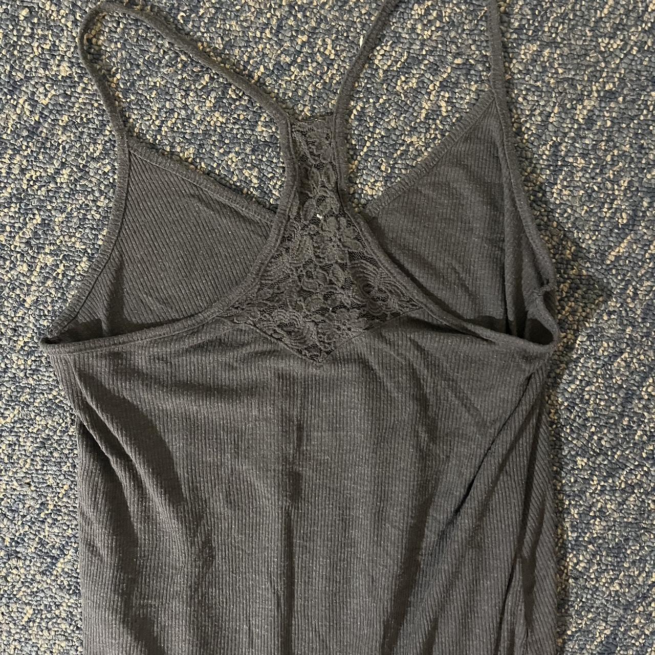 grey comfy tank top, lace detail on the back - Depop