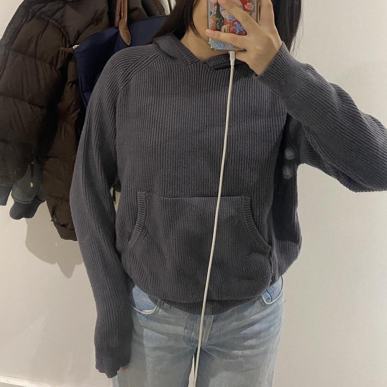 knitted hoodie in charcoal grey from edikted size xs - Depop