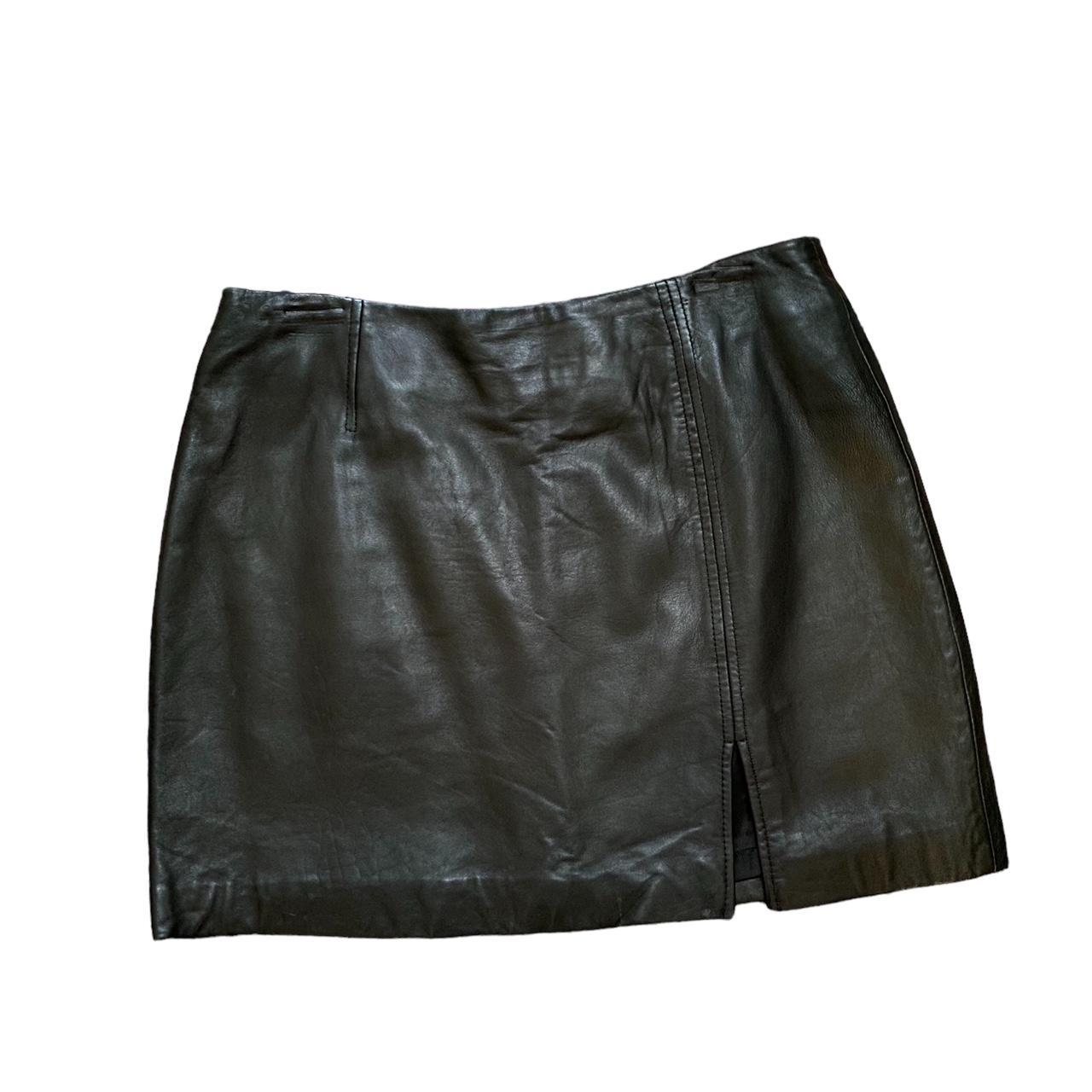 Vintage Express Leather Skirt Size:... - Depop