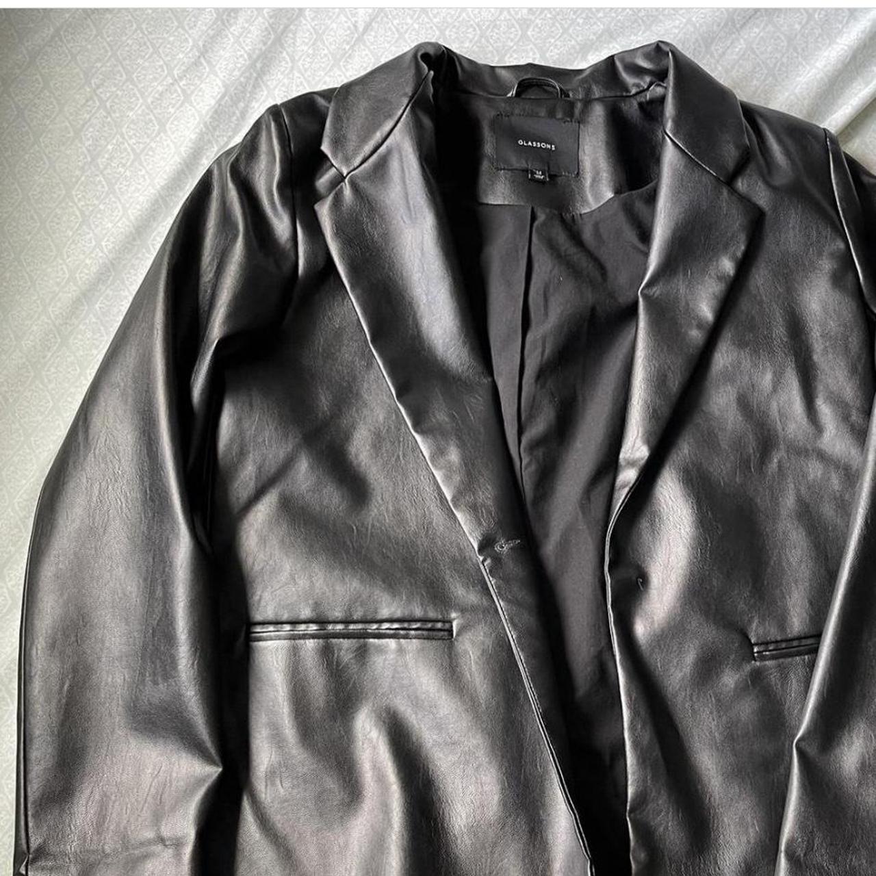 Glassons Black Faux Leather Blazer NOTE: missing... - Depop