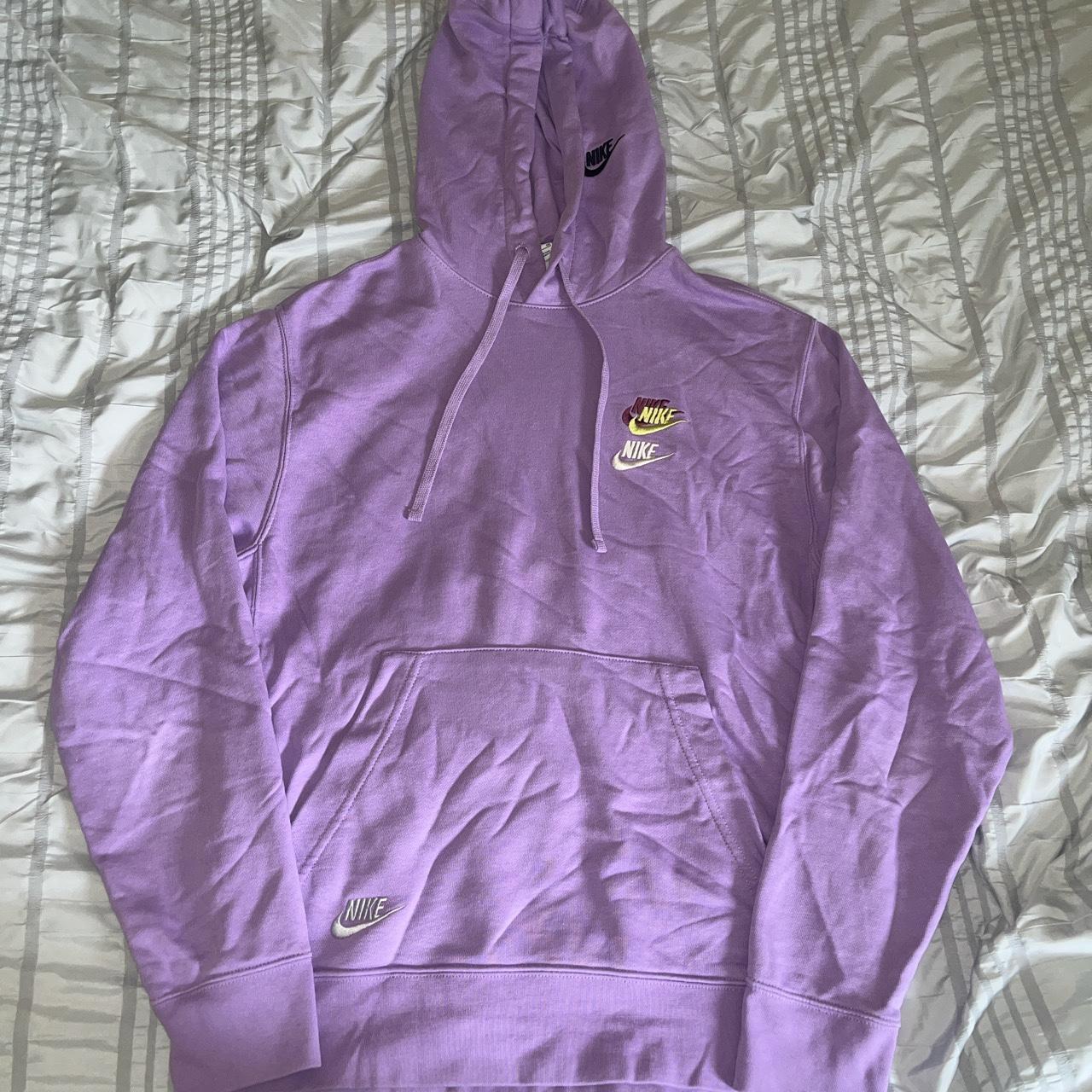 Purple Nike Hoodie Triple Logo Size Small 8/10... - Depop