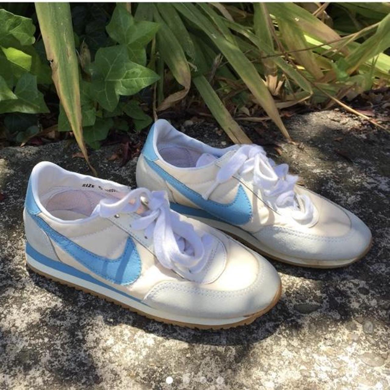 Nike Blue and White Trainers Depop