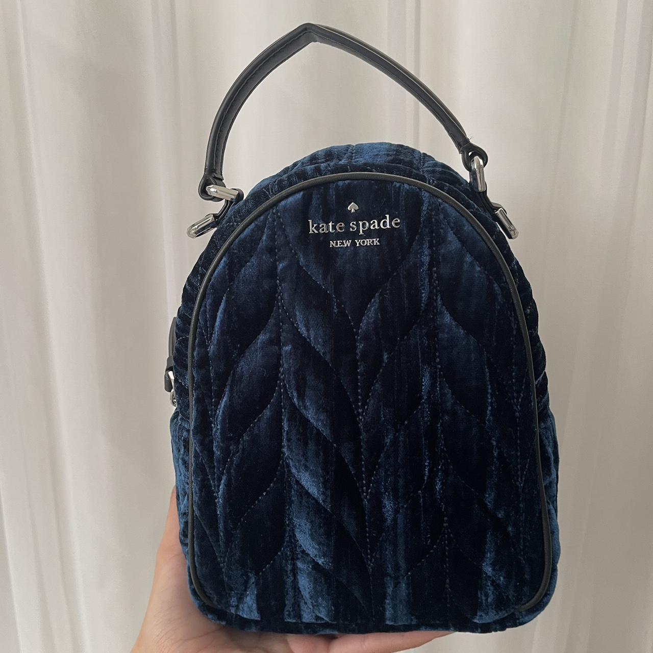 Blue velvet Kate spade mini backpack katespade... Depop