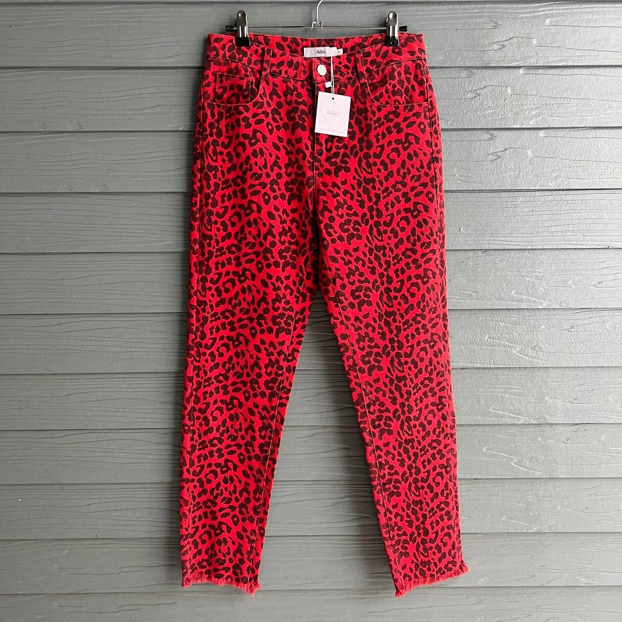 Red Leopard Print Low Rise Skinny Jeans