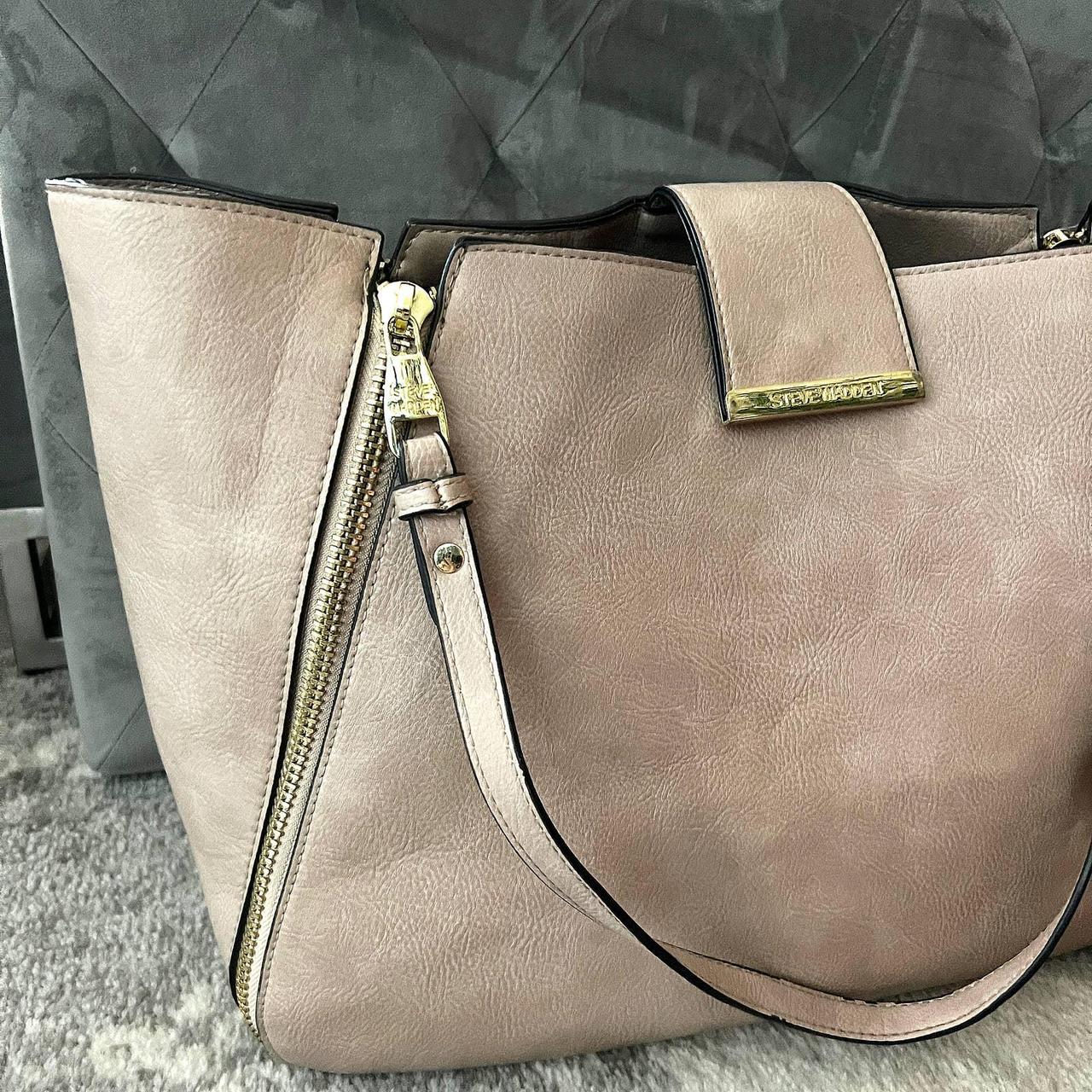 Cognac camel tan Steve Madden tote with mini strap - Depop