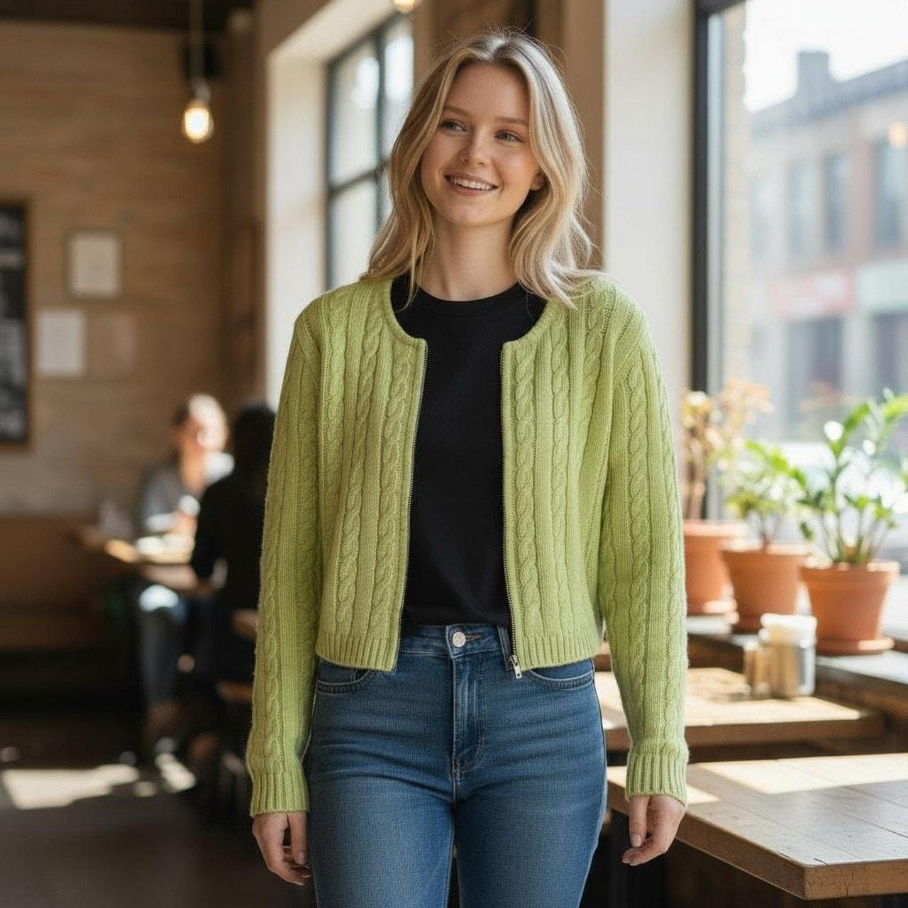 Source Unknown Women's Sweater - Green - S – Vint… - image 1