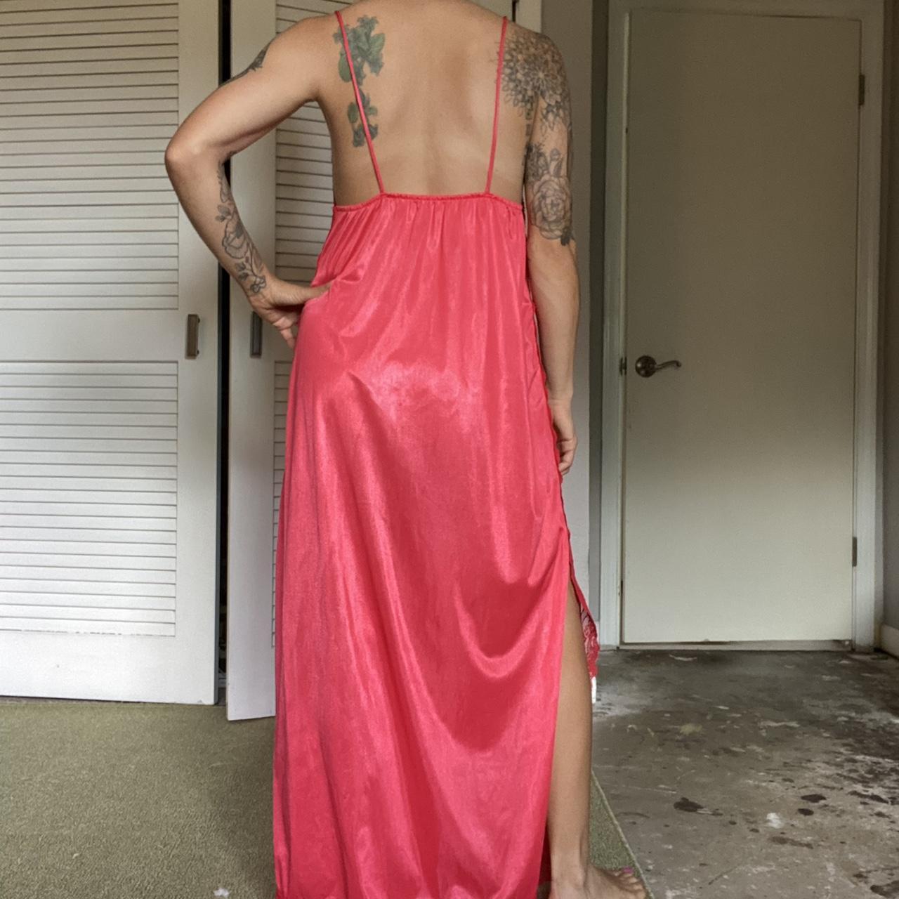 Stunning dark salmon pink fuchsia color slip dress.... - Depop