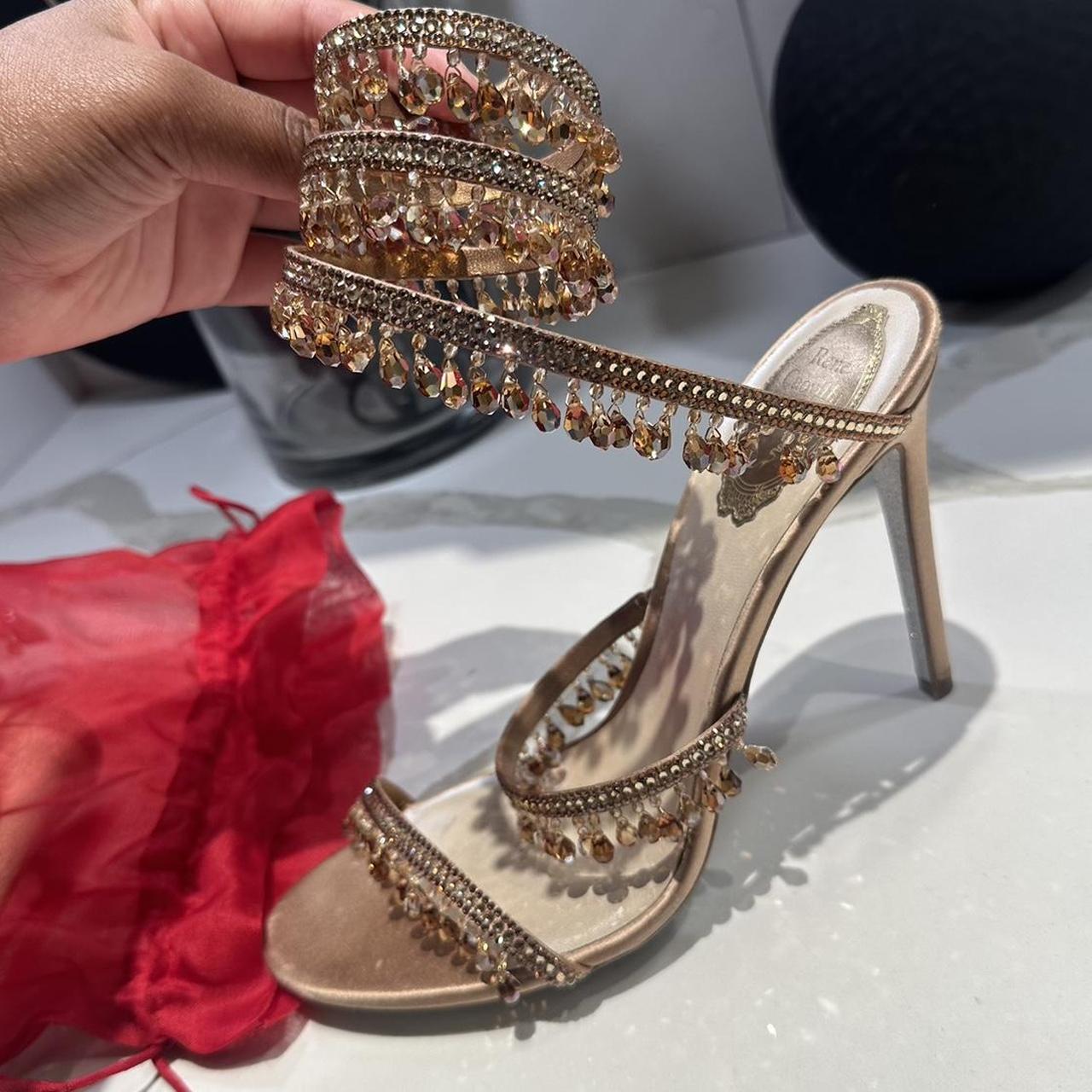 RENE CAOVILLA Chandelier embellished satin sandals - Depop