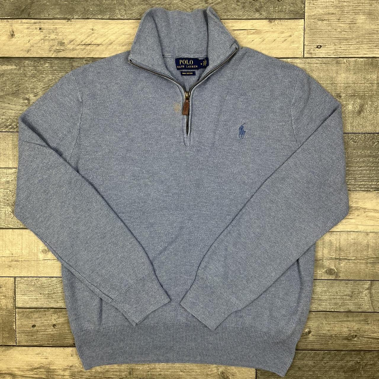 🍐Ralph Lauren quarter zip in blue with amazing blue... - Depop