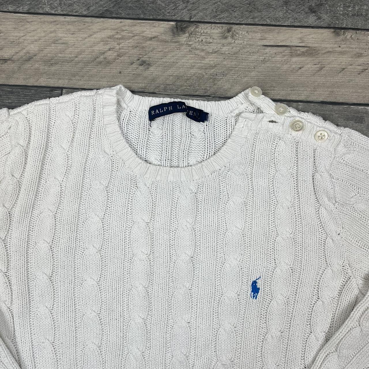 Ralph Lauren Women's White and Blue Sweatshirt | Depop