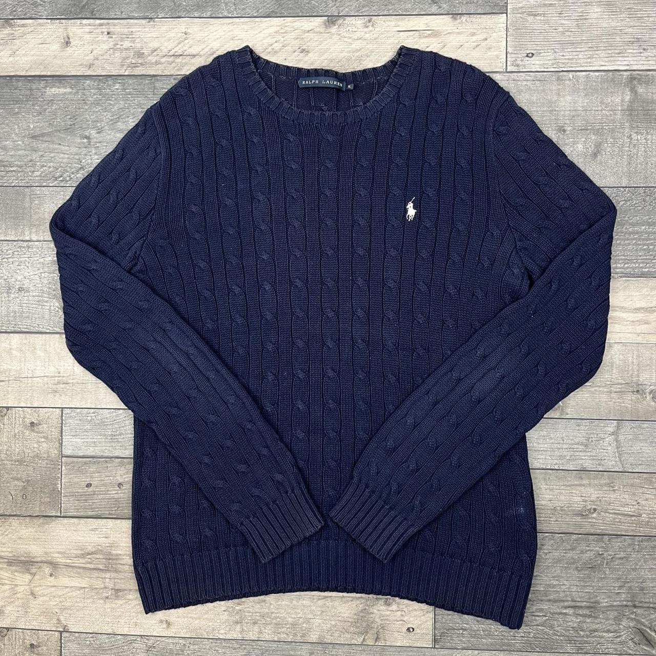 Ralph Lauren Women's Navy and White Sweatshirt | Depop