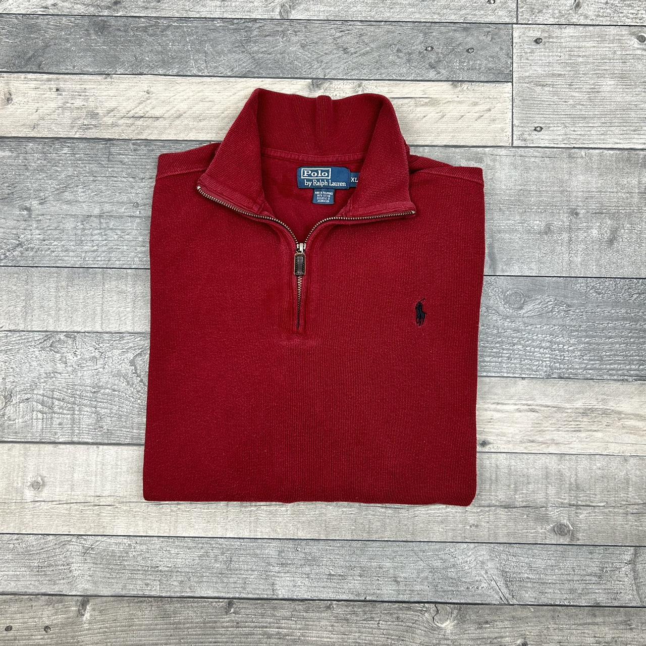 🍐 Ralph Lauren quarter zip in red with amazing black... - Depop