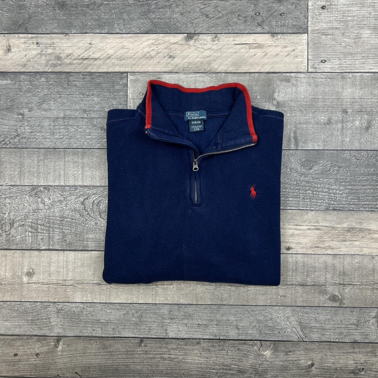 🍐 Ralph Lauren quarter zip in navy with amazing red... - Depop