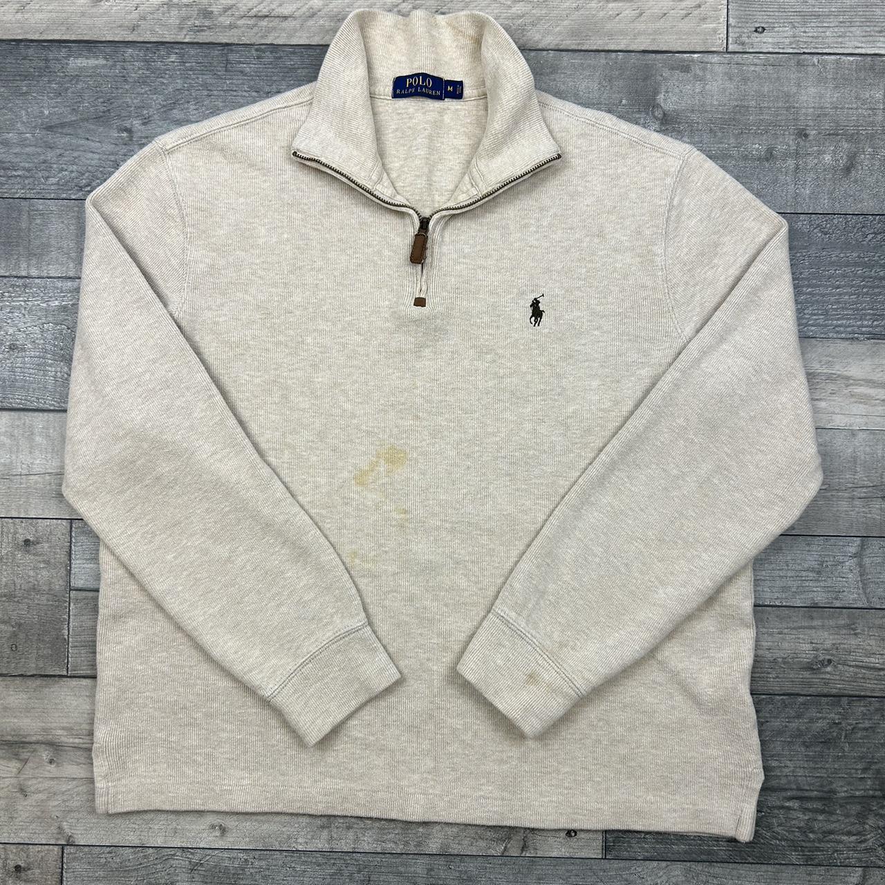 🍐 Ralph Lauren knitted quarter zip in cream with... - Depop