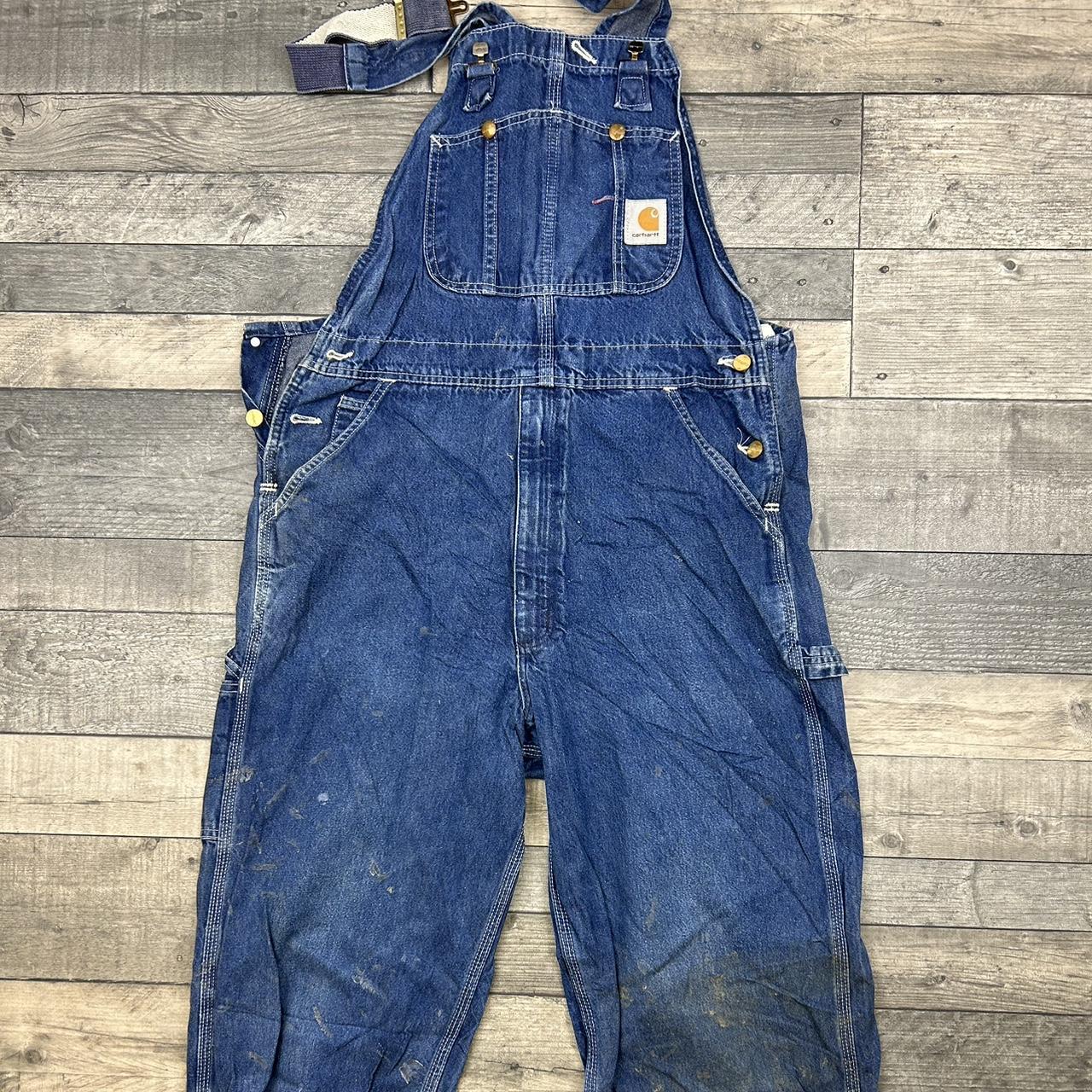 Carhartt overalls in blue with amazing embroided... Depop