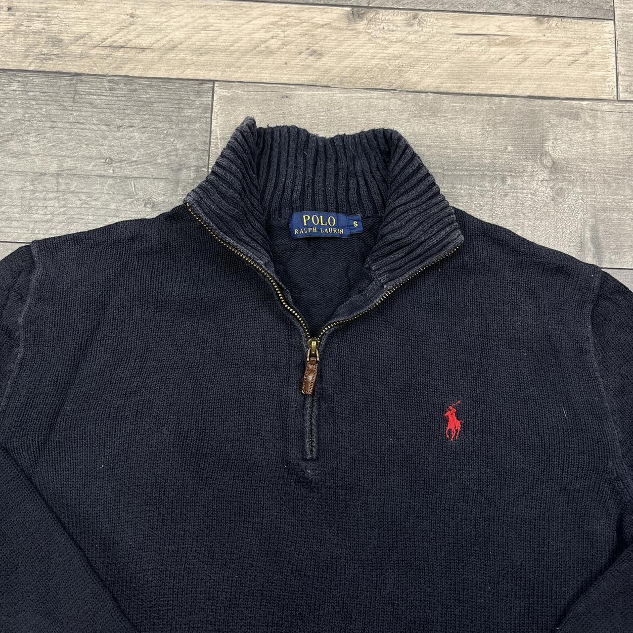 🍐 Ralph Lauren knitted quarter zip in navy with... - Depop