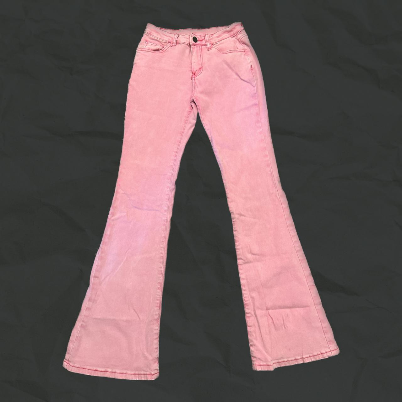 Pink low rise flare jeans! - Depop