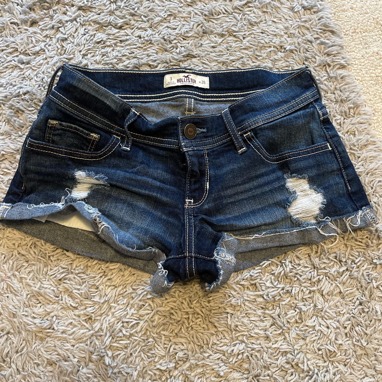 Hollister jean shorts. Size 3 w 26. Very short and - Depop