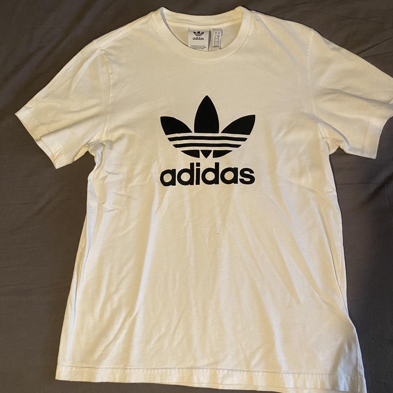 Adidas Men's Black and White T-shirt | Depop