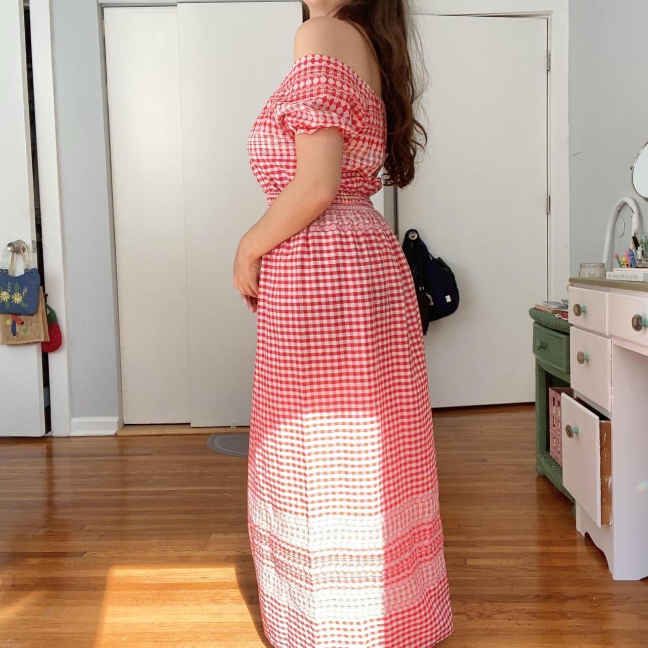 Cherry Print Eyelet Milkmaid Dress 