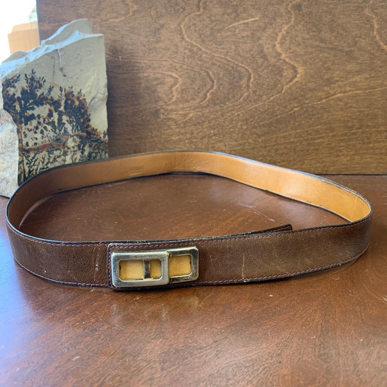 laiglon レザーベルト　vintage 80s 90s 80s 90s Unique vintage double pin buckle | Depop