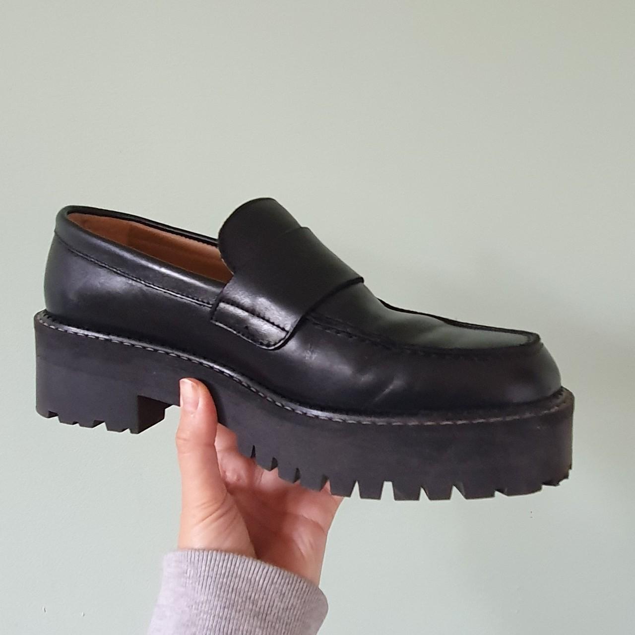 & other stories lace up chunky sole loafers in black