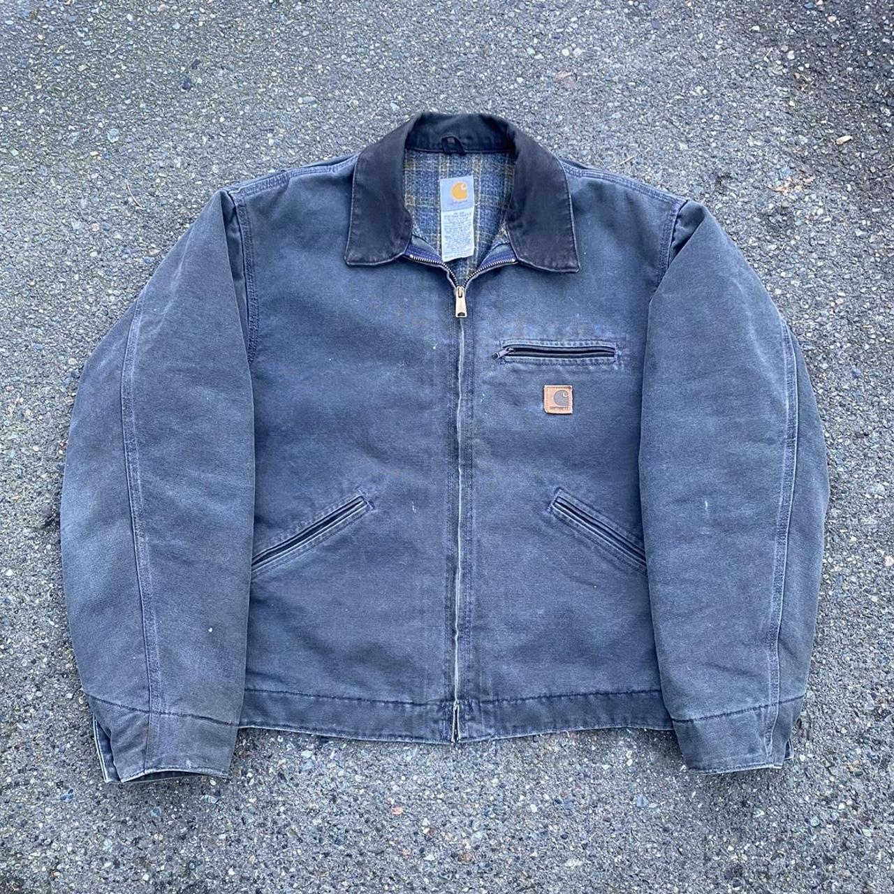 vintage carhartt J97 detroit jacket grey blanket... - Depop