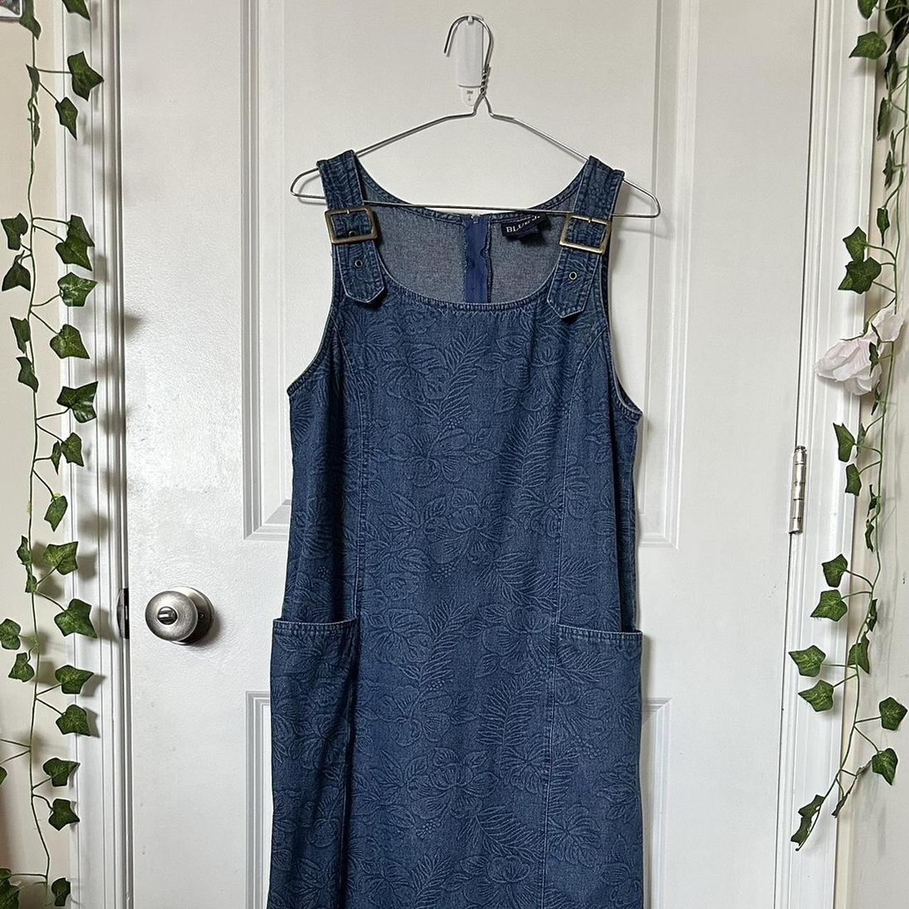 Denim Dress. Gold functional buckles to adjust... - Depop