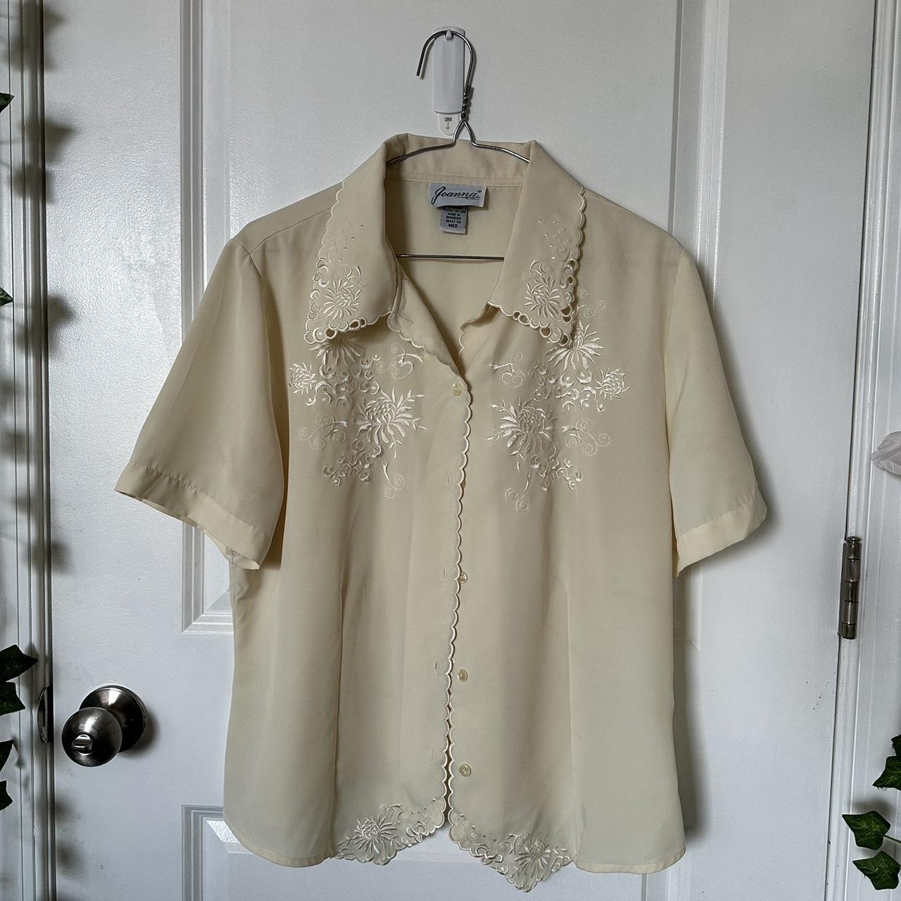 Beautiful, butter yellow embroidered shirt. Cute... - Depop