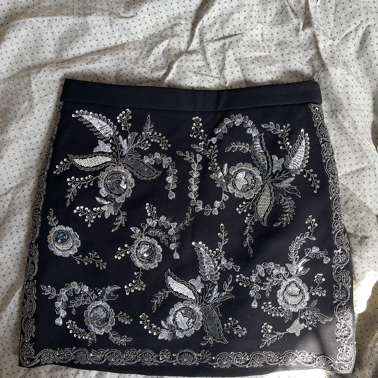 Club Monaco Beaded Embroidered Mini Skirt-