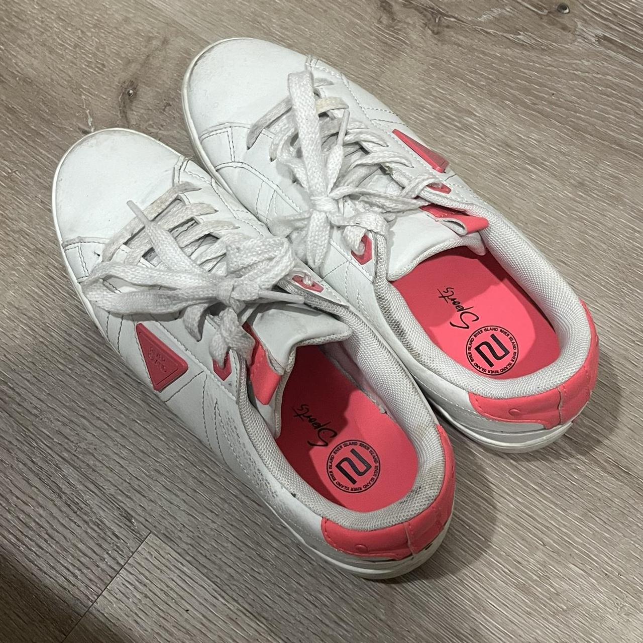 River Island Women's Sneakers White/Red US – White and pink