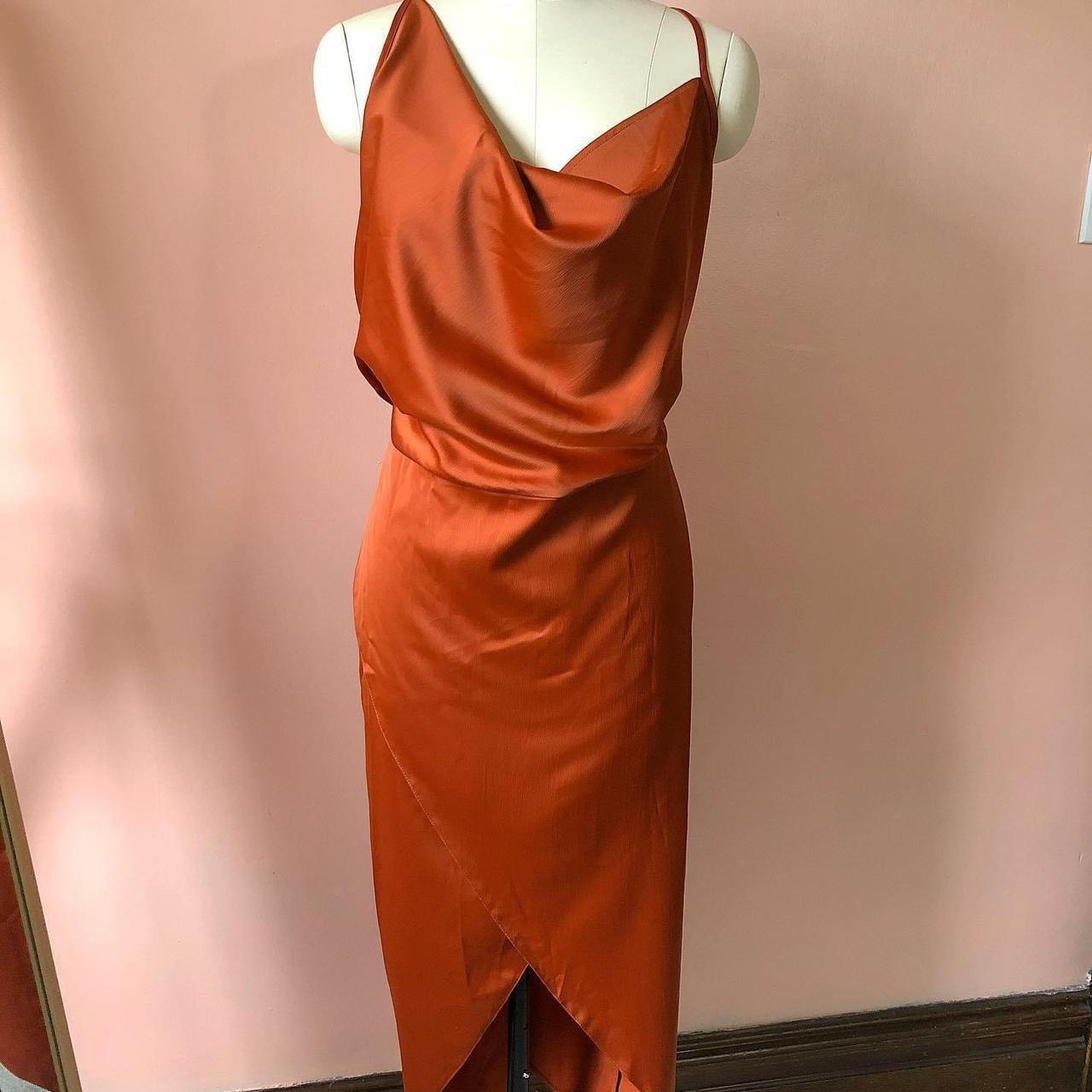 missguided burnt orange rust cowl neck dress Depop