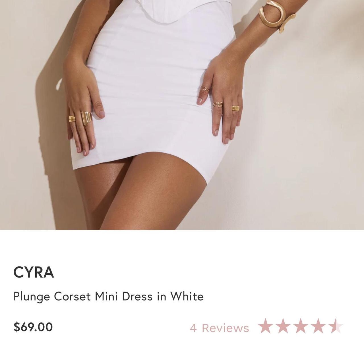 Cyra Plunge Corset Mini Dress in White