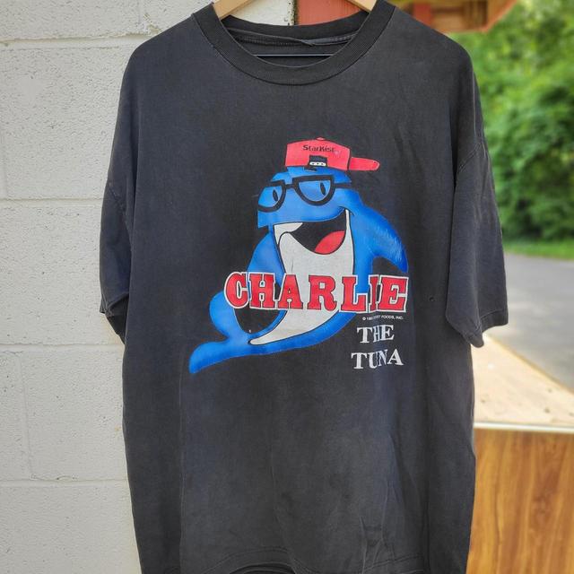 Vintage 90s Charlie the tuna snack t shirt. Rare... - Depop